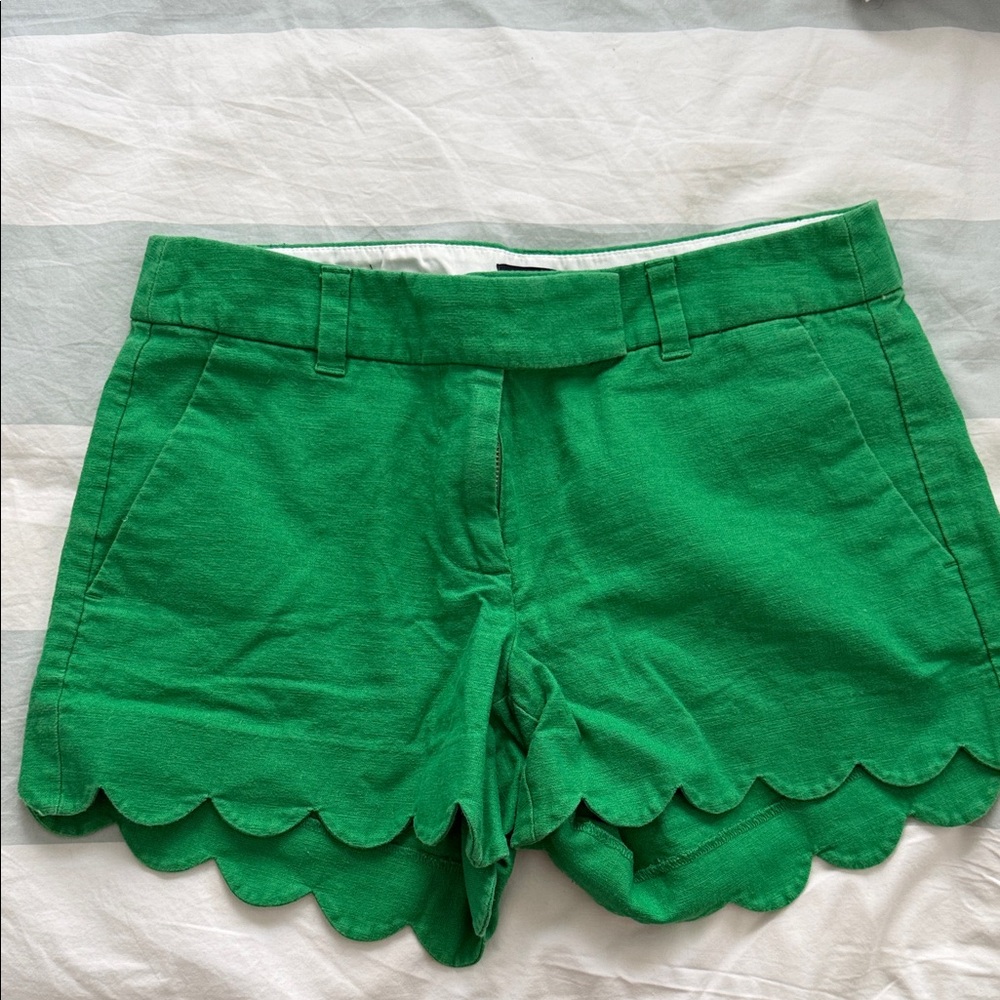 J. Crew Green Scalloped Shorts
